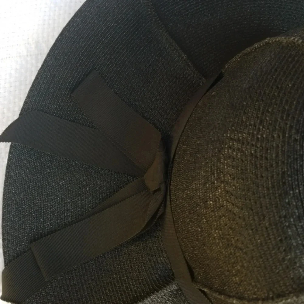 - Vintage‎ Black woven floppy  hat - Picture 8 of 13